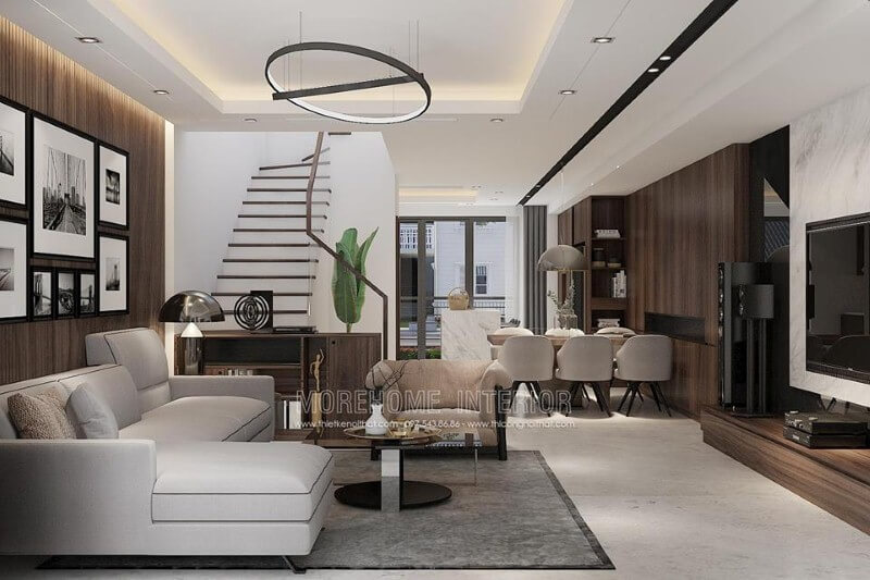 Bố trí nội thất phòng khách liền bếp đẹp sang trọng cho chung cư, biệt thự, nhà phố, nhà liền kề. Thiết kế phòng khách nhà phố