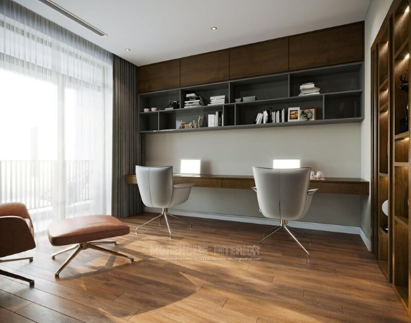 Mẫu kệ để đồ ấn tượng với cốt gỗ công nghiệp màu gỗ óc chó sang trọng Thiết kế nội thất biệt thự