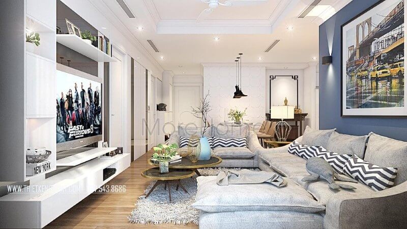 Mẫu thiết kế nội thất căn hộ Park Hill hiện đại tập trung vào công năng sử dụng mà lược bỏ đi những chi tiết rườm rà, không cần thiết mang lại cho gia chủ một không gian sống tiện nghi, thoải mái và không kém phần năng động