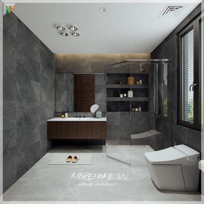 Kệ tủ lavabo treo tường gỗ công nghiệp mặt đá trắng hiện đại được sử dụng nhiều trong không gian phòng tắm bởi tính năng và thẩm mỹ mang lại