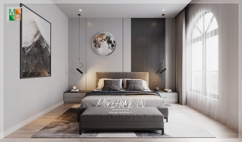 Tranh canvas treo tường trắng đen khung gỗ tô điểm thêm thẩm mỹ nghệ thuật cho không gian phòng.