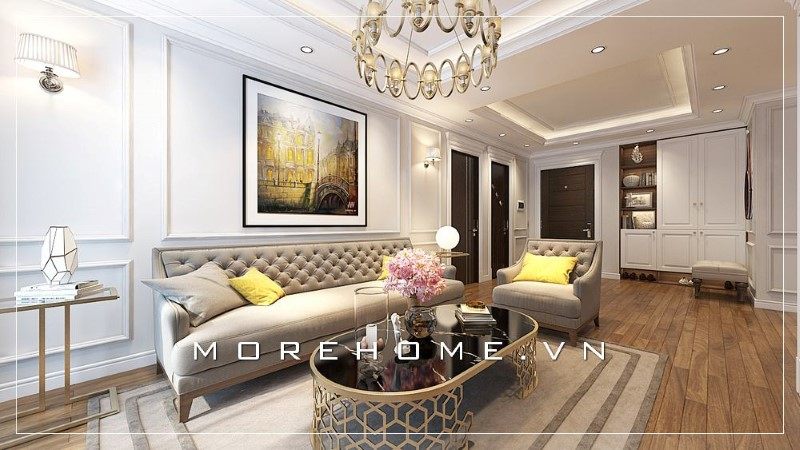 Bộ sofa kết hợp cùng mẫu bàn trà tinh tế mang đến 1 không khí gia đình hạnh phúc.