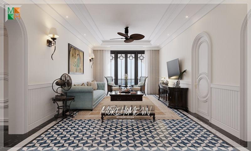 Mẫu bàn trà phòng khách biệt thự được chuộng nhất hiện nay.