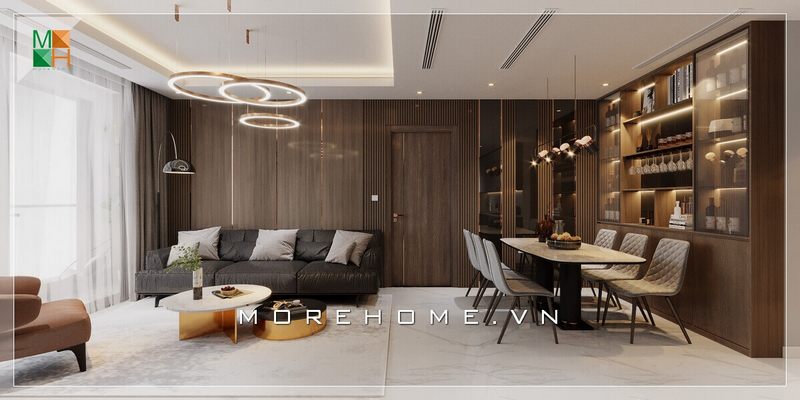 Mẫu bàn ăn với 6 ghế bọc nỉ chân gỗ có kiểu dáng hiện đại, phù hợp với các căn hộ, nhà phố và biệt thự.