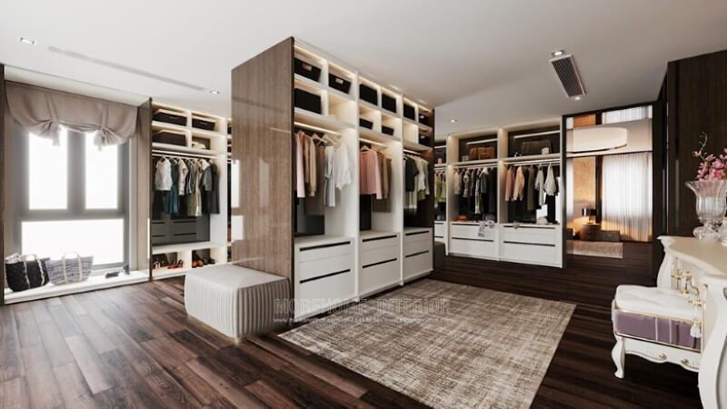 Mẫu thiết kế phòng thay đồ hiện đại và sang trọng để ứng dụng tại biệt thự Vinhomes Imperia Hải Phòng.